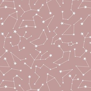 Little astronomer - The boho zodiac signs constellation written in the stars dreamers sky rose mauve 