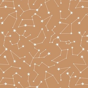 Little astronomer - The boho zodiac signs constellation written in the stars dreamers mustard yellow camel