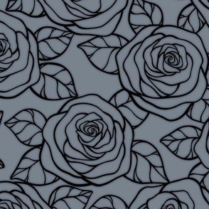 Rose Cutout Pattern - Faded Denim and Black