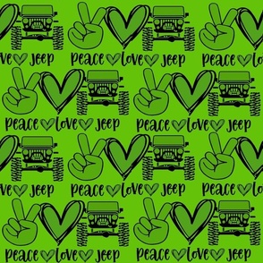 Green Peace Love Jeep