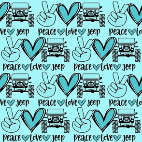 Blue Peace Love Jeep