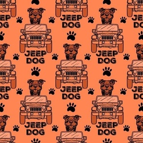 Orange Jeep Dog American Pit Bull