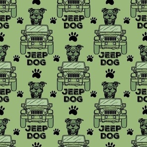 Green Jeep Dog American Pit Bull
