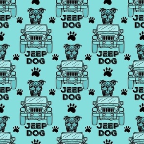 Blue Jeep Dog American Pit Bull