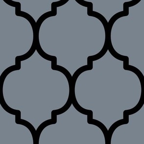 Extra Large Moroccan Tile Pattern - Faded Denim and Black