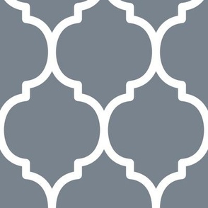 Extra Large Moroccan Tile Pattern - Faded Denim and White