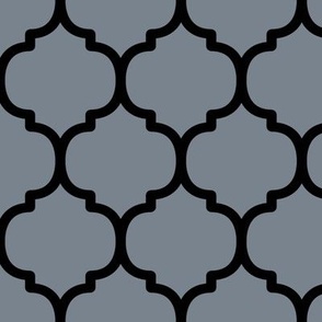 Large Moroccan Tile Pattern - Faded Denim and Black