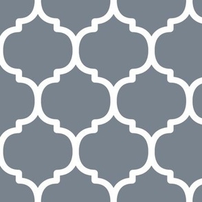 Large Moroccan Tile Pattern - Faded Denim and White