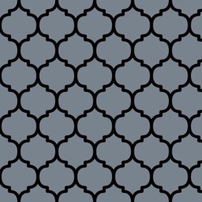 Moroccan Tile Pattern - Faded Denim and Black