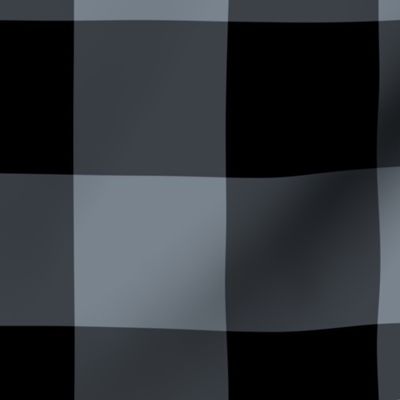 Extra Jumbo Gingham Pattern - Faded Denim and Black