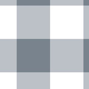 Extra Jumbo Gingham Pattern - Faded Denim and White