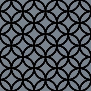 Interlocked Circle Pattern - Faded Denim and Black