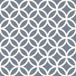 Interlocked Circle Pattern - Faded Denim and White