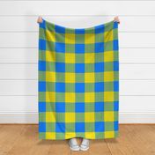 Fun Pearls and Dots Textured Buffalo Checks Bright Colors Mix Large Whimsical Funky Retro Checks Pattern in Bright Colors Lemon Lime Yellow EBDD1F Azure Blue Bright Blue 0080FF Bold Modern Geometric Abstract