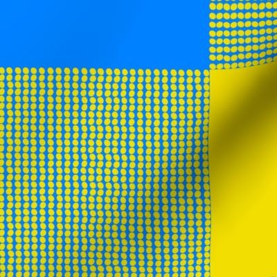 Fun Pearls and Dots Textured Buffalo Checks Bright Colors Mix Large Whimsical Funky Retro Checks Pattern in Bright Colors Lemon Lime Yellow EBDD1F Azure Blue Bright Blue 0080FF Bold Modern Geometric Abstract
