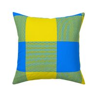 Fun Pearls and Dots Textured Buffalo Checks Bright Colors Mix Large Whimsical Funky Retro Checks Pattern in Bright Colors Lemon Lime Yellow EBDD1F Azure Blue Bright Blue 0080FF Bold Modern Geometric Abstract