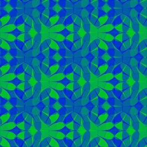 Blue Kaleidoscope Flower Light Mix Whimsical Funky Fun Retro Tie Dye Floral Pattern in Bright Colors Royal Blue 0000FF Chartreuse Green Lime Green 00FF00 Bold Modern Geometric Abstract