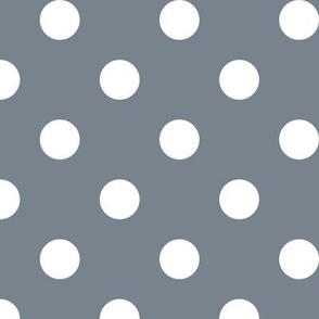 Big Polka Dot Pattern - Faded Denim and White