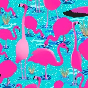 Flamingoes in the Camargue 12” repeat