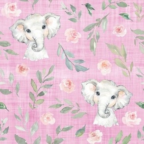 elephant pink floral pink linen