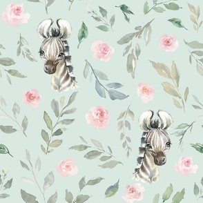 zebra pink floral mint