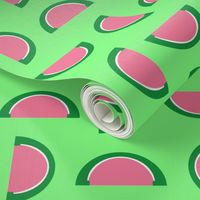 Watermelon Pink and Green Jelly Candy Fruit Slices on Mint Green