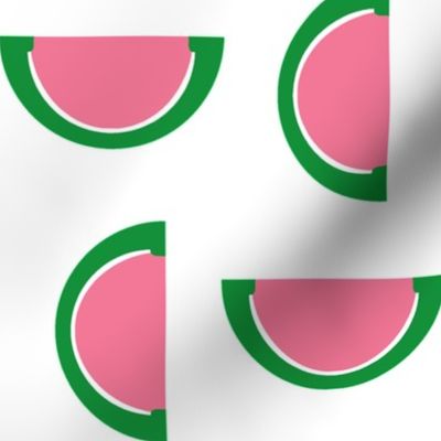 Watermelon Pink and Green Jelly Candy Fruit Slices on White