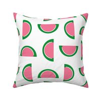 Watermelon Pink and Green Jelly Candy Fruit Slices on White