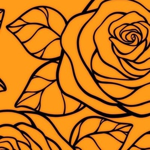 Large Rose Cutout Pattern - Radiant Yellow and Black