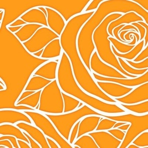 Large Rose Cutout Pattern - Radiant Yellow and White
