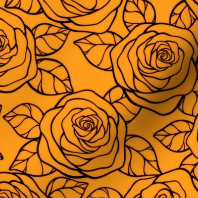 Rose Cutout Pattern - Radiant Yellow and Black