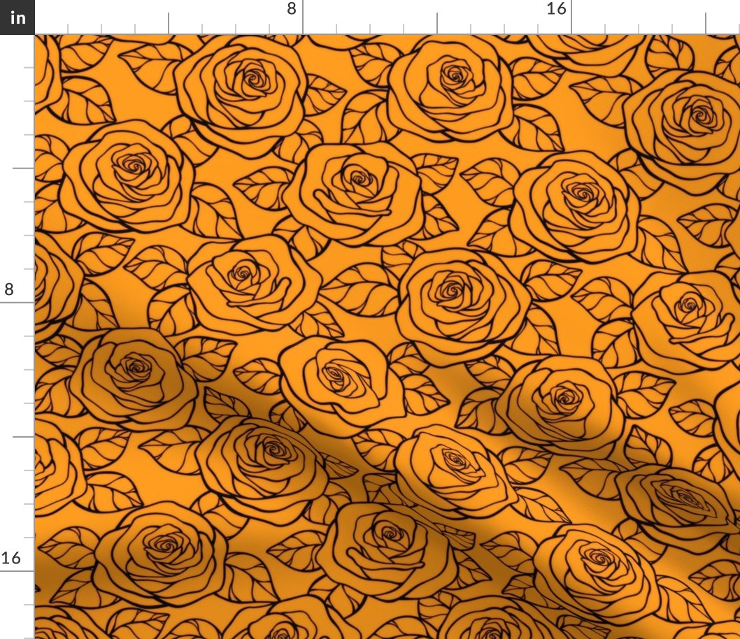 Rose Cutout Pattern - Radiant Yellow and Black