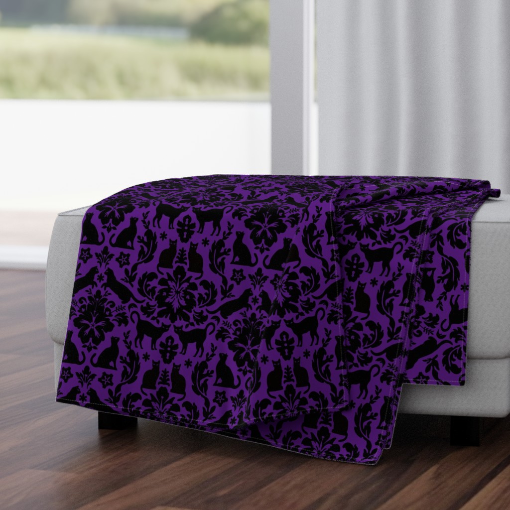 Black Cat Damask - Everyday Deep Purple