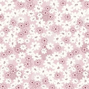 Iona Floral: Dusty Rose & Cream Flower Ditsy, Toss, Scatter