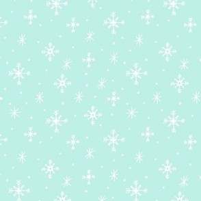 Snowflakes on Mint Blue