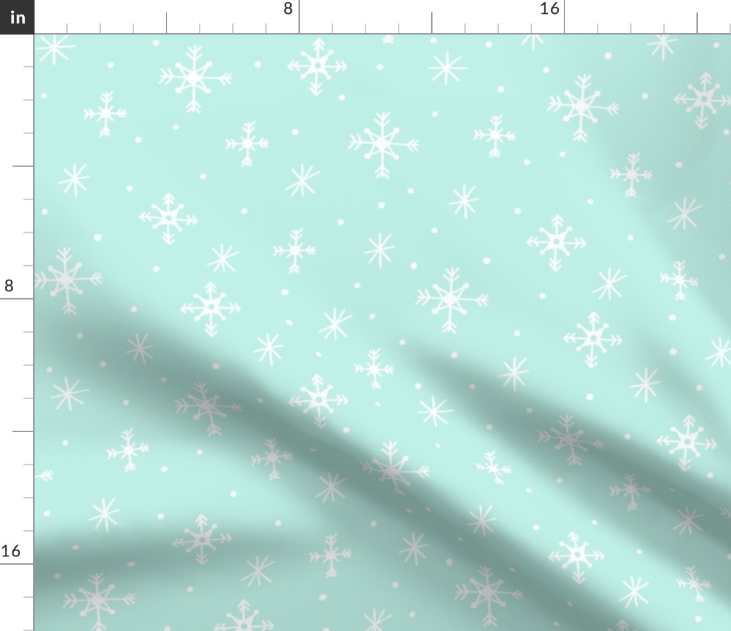 Snowflakes on Mint Blue