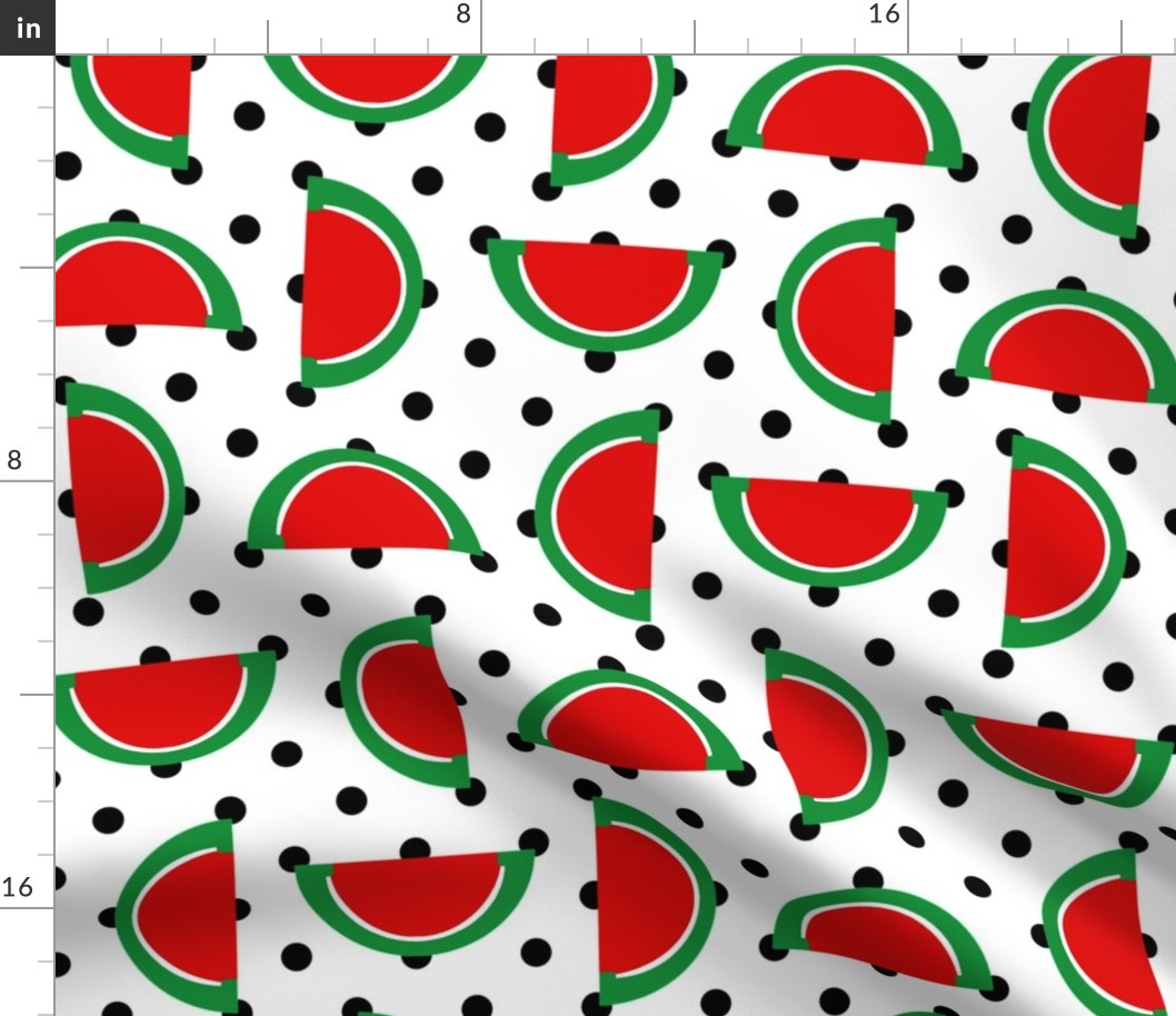 Strawberry Red and Green Jelly Candy Fruit Slices on Black and White Polka Dots