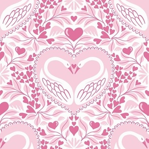 valentine swans/pink/large