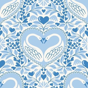 valentine swans/blue/large