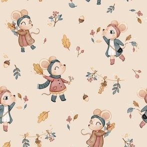 Playing in the leaves - MEDIUM - beige