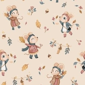 Playing in the leaves - SMALL - beige