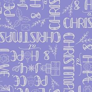 Christmas Greetings Word Art on Lilac (large)