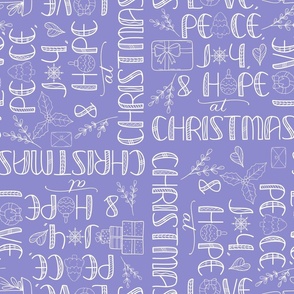 Christmas Greetings Word Art on Lilac (medium)