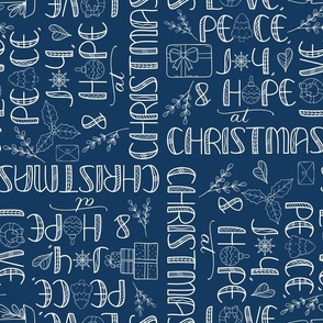 Christmas Greetings Word Art on Blue (medium)