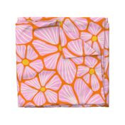 L - Retro Flowers Pink Orange