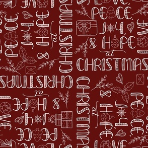 Christmas Greetings Word Art on Red (Medium)