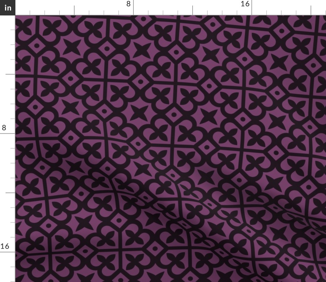 Geometric Pattern: Fleur-de-lis: Aubergine Dark