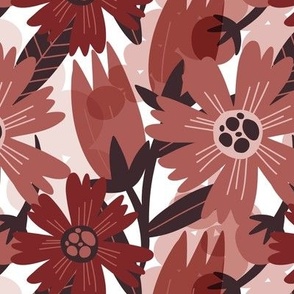 Retro florals - red