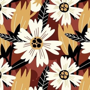 Retro florals - terracotta