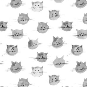 Silver grey cuties-kitties - watercolor gray cats - painted cute pets i109-5